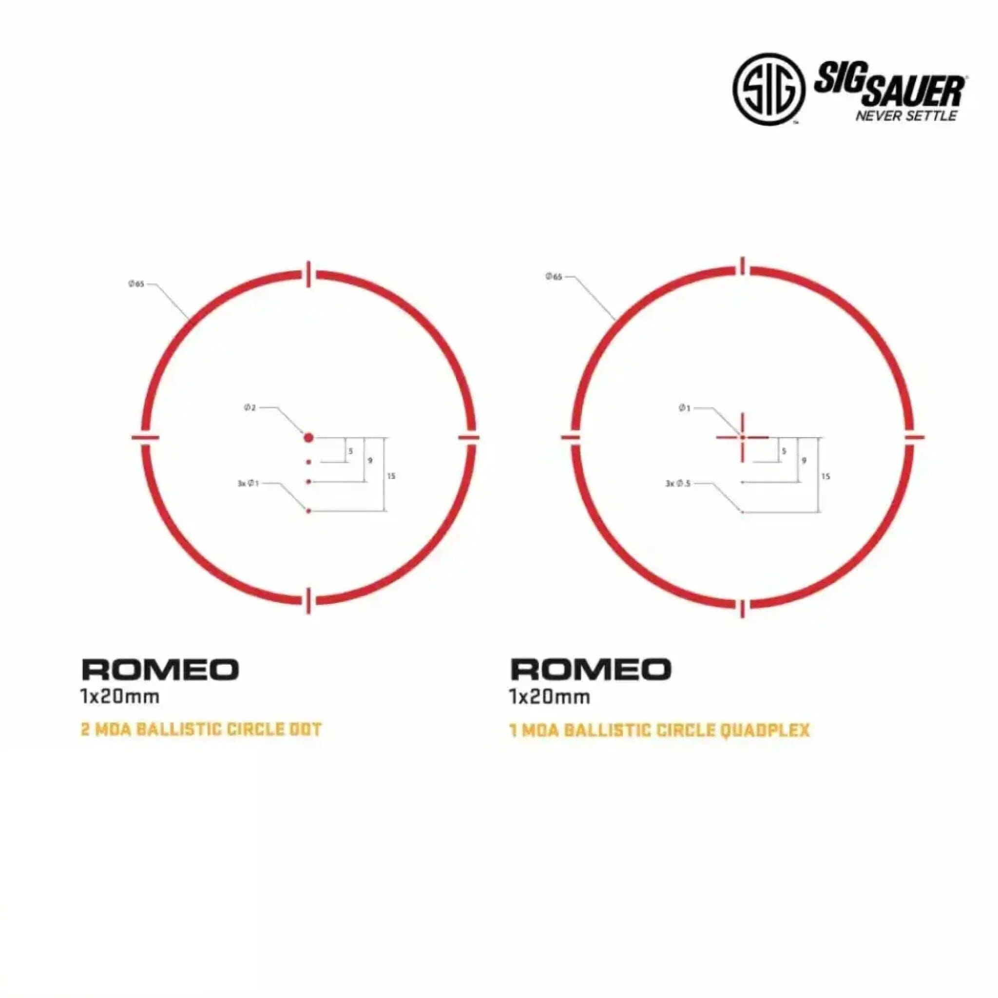 SIG Sauer ROMEO4T Red Dot Sight - 2 MOA Ballistic Circle Dot - FDE Red Dot Sight SIG Sauer 